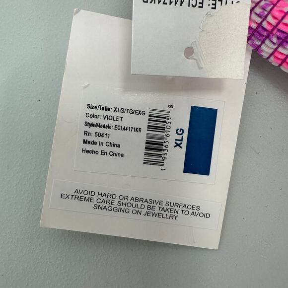 Cyn & Luca Bikini Set Women XL Violet Pink Floral Y2K Barbiecore - Picture 2 of 4